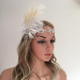 Girls Crystal Applique Headband Feather Flapper Headpiece Hair Jewelry Dress