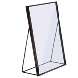 Maxbell 2pcs Antique Freestanding Brass Glass Picture Photo Frame Portrait