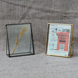 Maxbell 2pcs Antique Freestanding Brass Glass Picture Photo Frame Portrait