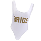 Maxbell Bride Letters Print Swimsuit Costume One-Piece Wedding Party Swimwear L 10 Pairs Satin Petal Breast Covers Breast Pads