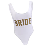 Maxbell Bride Letters Print Swimsuit Costume One-Piece Wedding Party Swimwear L 10 Pairs Satin Petal Breast Covers Breast Pads - Aladdin Shoppers