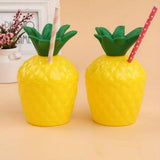 Maxbell 8PVC Coconut Pineapple Drink Cup & Straw Hawaiian Luau Tropical Party Brown