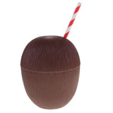 Maxbell 5 Pieces Plastic Coconut Drink Cup Straw Hawaiian Beach Luau Party Tableware