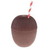 Maxbell 5 Pieces Plastic Coconut Drink Cup Straw Hawaiian Beach Luau Party Tableware