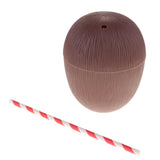 Maxbell 5 Pieces Plastic Coconut Drink Cup Straw Hawaiian Beach Luau Party Tableware