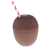 Maxbell 8PVC Coconut Pineapple Drink Cup & Straw Hawaiian Luau Tropical Party Brown