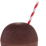 Maxbell 3 Pieces Plastic Fruit Coconut Drink Cup Straw Hawaiian Luau Tropical Party
