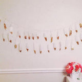 Maxbell 2 Pieces Boho Silver Dipped White Feather Bunting Garland Wall Hanging Decor