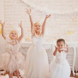 Maxbell 2 Pieces Boho Silver Dipped White Feather Bunting Garland Wall Hanging Decor