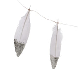 Maxbell 2 Pieces Boho Silver Dipped White Feather Bunting Garland Wall Hanging Decor