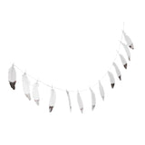 Maxbell 2 Pieces Boho Silver Dipped White Feather Bunting Garland Wall Hanging Decor