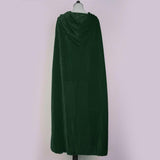 Adult Velvet Hooded Cape Gothic Devil Cloak Medieval Witch Costume Green