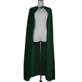 Adult Velvet Hooded Cape Gothic Devil Cloak Medieval Witch Costume Green