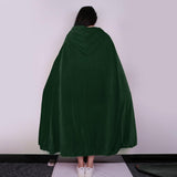 Adult Velvet Hooded Cape Gothic Devil Cloak Medieval Witch Costume Green