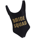 Maxbell Women's Black Bride Squad Swimwear Beach Bathing Bikini Swimsuit Summer M L