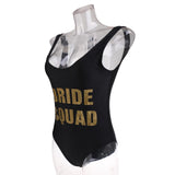 Maxbell Women's Black Bride Squad Swimwear Beach Bathing Bikini Swimsuit Summer M L