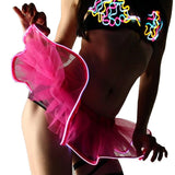 Maxbell Maxbell Women Sexy LED Tutu Skirt Petticoat Glow in Dark Nightclub Costume M Rose