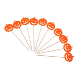 10/set Halloween Cake Topper Cupcake Pick Decor Prop Orange Pumpkin