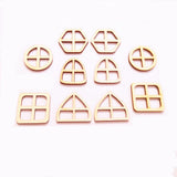 Maxbell 50pcs Set Unpainted Wooden Fairy Windows Shape Craft Embellishments Decor