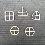 Maxbell 50pcs Set Unpainted Wooden Fairy Windows Shape Craft Embellishments Decor
