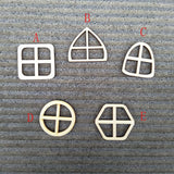 Maxbell 50pcs Set Unpainted Wooden Fairy Windows Shape Craft Embellishments Decor