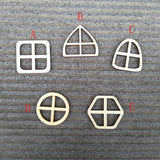 10pcs/ Set Unpainted Wooden Fairy Windows Shape Craft Embellishments Decor