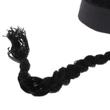 Maxbell 4 Piece Adult Men Black Chinese Oriental Cap with Ponytail Party Costume Hat