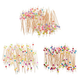 300 Pieces Acrylic Beads Bamboo Cocktail Picks Drink Stirrer Picks Round
