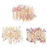 100 Pieces Acrylic Beads Bamboo Cocktail Picks Drink Stirrer Picks Round