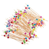 100 Pieces Acrylic Beads Bamboo Cocktail Picks Drink Stirrer Picks Round