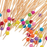 300 Pieces Acrylic Beads Bamboo Cocktail Picks Drink Stirrer Picks Round