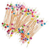 100 Pieces Acrylic Beads Bamboo Cocktail Picks Drink Stirrer Picks Round