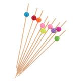 100 Pieces Acrylic Beads Bamboo Cocktail Picks Drink Stirrer Picks Round