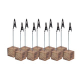 Maxbell 20 Pieces Rustic Fire Scar Wooden Base Photo Clip Wedding Table Card Holder
