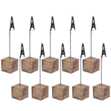 Maxbell 20 Pieces Rustic Fire Scar Wooden Base Photo Clip Wedding Table Card Holder