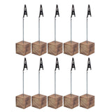 Maxbell 20 Pieces Rustic Fire Scar Wooden Base Photo Clip Wedding Table Card Holder