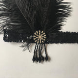 Wedding Ascot Race 20s Gatsby Feather Crystal Headband Forehead Decoration