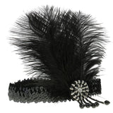 Wedding Ascot Race 20s Gatsby Feather Crystal Headband Forehead Decoration