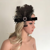 Wedding Ascot Race 20s Gatsby Feather Crystal Headband Forehead Decoration