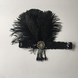 Wedding Ascot Race 20s Gatsby Feather Crystal Headband Forehead Decoration