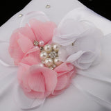 Maxbell Wedding Crystal Flower Ring Pillow Ring Bearer Wedding Prom Pink and White - Aladdin Shoppers