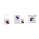 Maxbell Satin Flower Wedding Guest Book & Signing Pen Set with Pearls Crystal Purple - Aladdin Shoppers