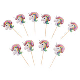 Maxbell 30 Pieces Magical Unicorn Cupcake Topper Wooden Sticks Birthday Food Picks