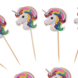 Maxbell 30 Pieces Magical Unicorn Cupcake Topper Wooden Sticks Birthday Food Picks