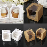 Maxbell 24 Pieces Kraft Paper Cake Cupcake Box Bakery Wedding Favor White and Brown