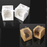 Maxbell 24 Pieces Kraft Paper Cake Cupcake Box Bakery Wedding Favor White and Brown