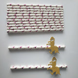Maxbell 25pcs Glitter Gold Unicorn Paper Straws Rose Flamingo Pattern Christmas Wedding Birthday Party Juice Drinking Straw Tableware - Aladdin Shoppers