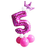 Pink+ Blue Numbers Crown Balloons Column Set Happy Birthday Garland Number 5