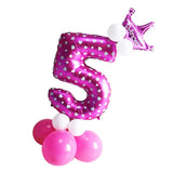 Pink+ Blue Numbers Crown Balloons Column Set Happy Birthday Garland Number 5