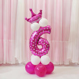 Numbers 6 and 8 Crown Balloons Column Set Happy Birthday Arch Garland Pink